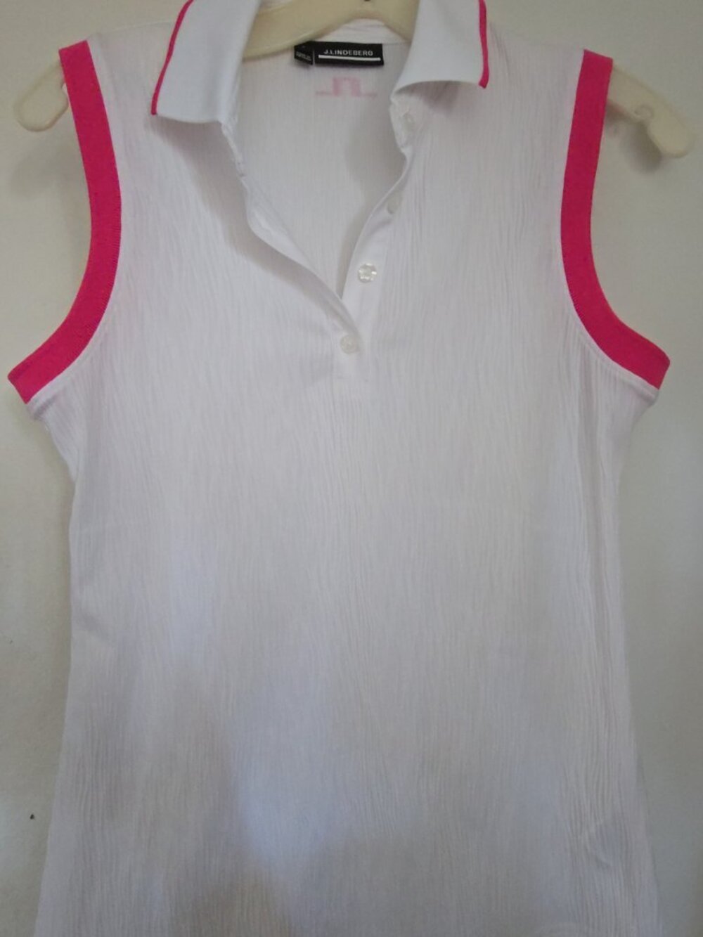 J.Lindeberg Lila Sleeveless Golf Polo Women's Small White Pink